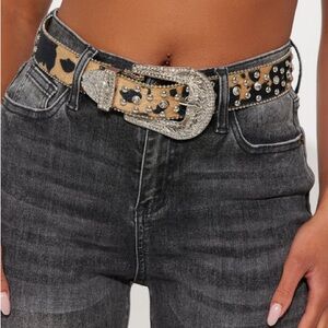 Leopard Print Rhinestone Belt
